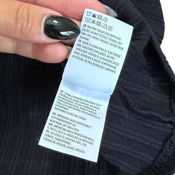 American Eagle Ribbed One Shoulder Tank Black S Minimalist Normcore Going Out - Picture 5 of 5